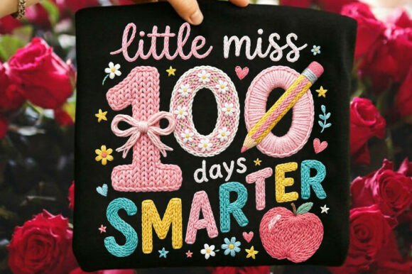 Faux Yarn Little Miss 100 Days Smarter Graphics