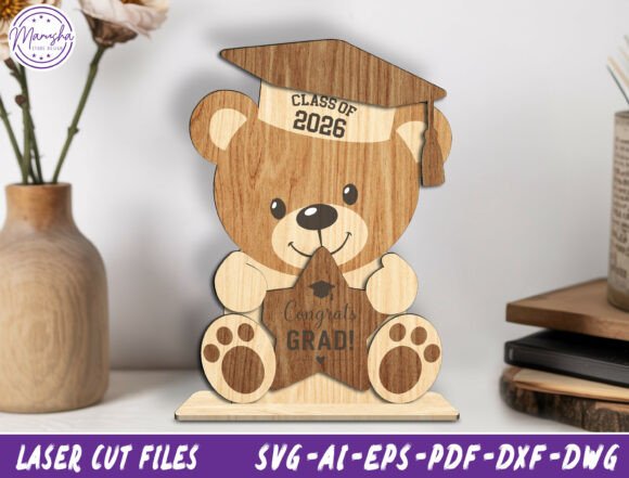 Graduation Bear Laser Cutting Home Decor