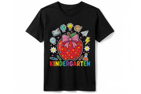 Kindergarten Apple Bow T-Shirt Graphics for T-Shirt Designs