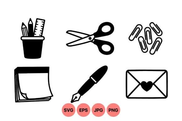 Office Stationery Icon Set: Graphics & Illustrations