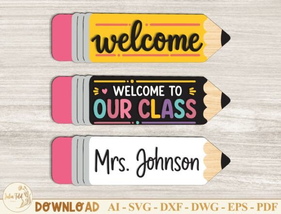 Personalized Teacher Pencil Sign SVG for Laser Cutting Home Decor