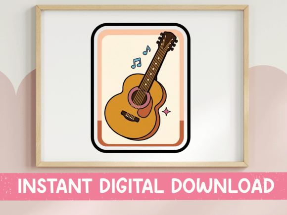 Retro Acoustic Guitar Music Art: Graphics for T-Shirt Designs