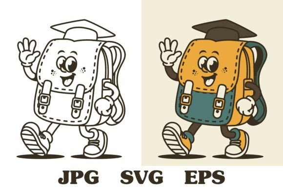 Retro Backpack Mascot: Graphics & Illustrations