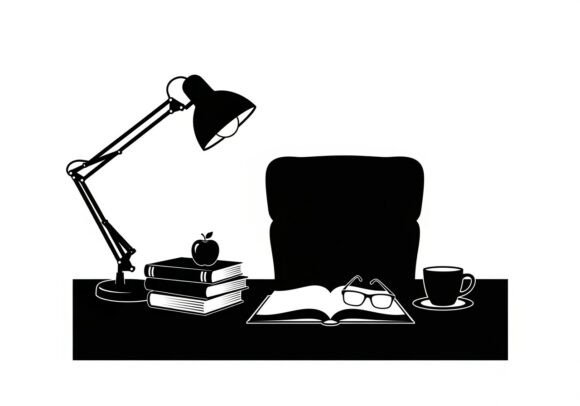 Review: Black and White Desk with Books Lamp Design