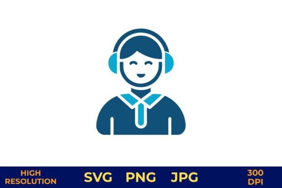 Student Interpreter with Headset: Graphics and Illustrations